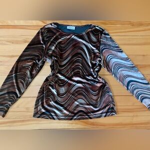 Women's Brown and Gold Velvet Swirl Top